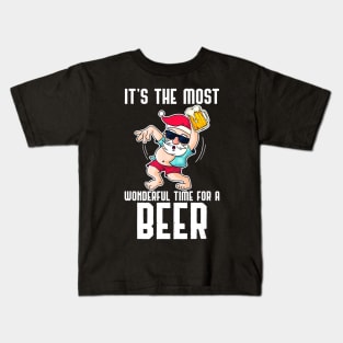 santa claus drinking beer wonderful time1 Kids T-Shirt